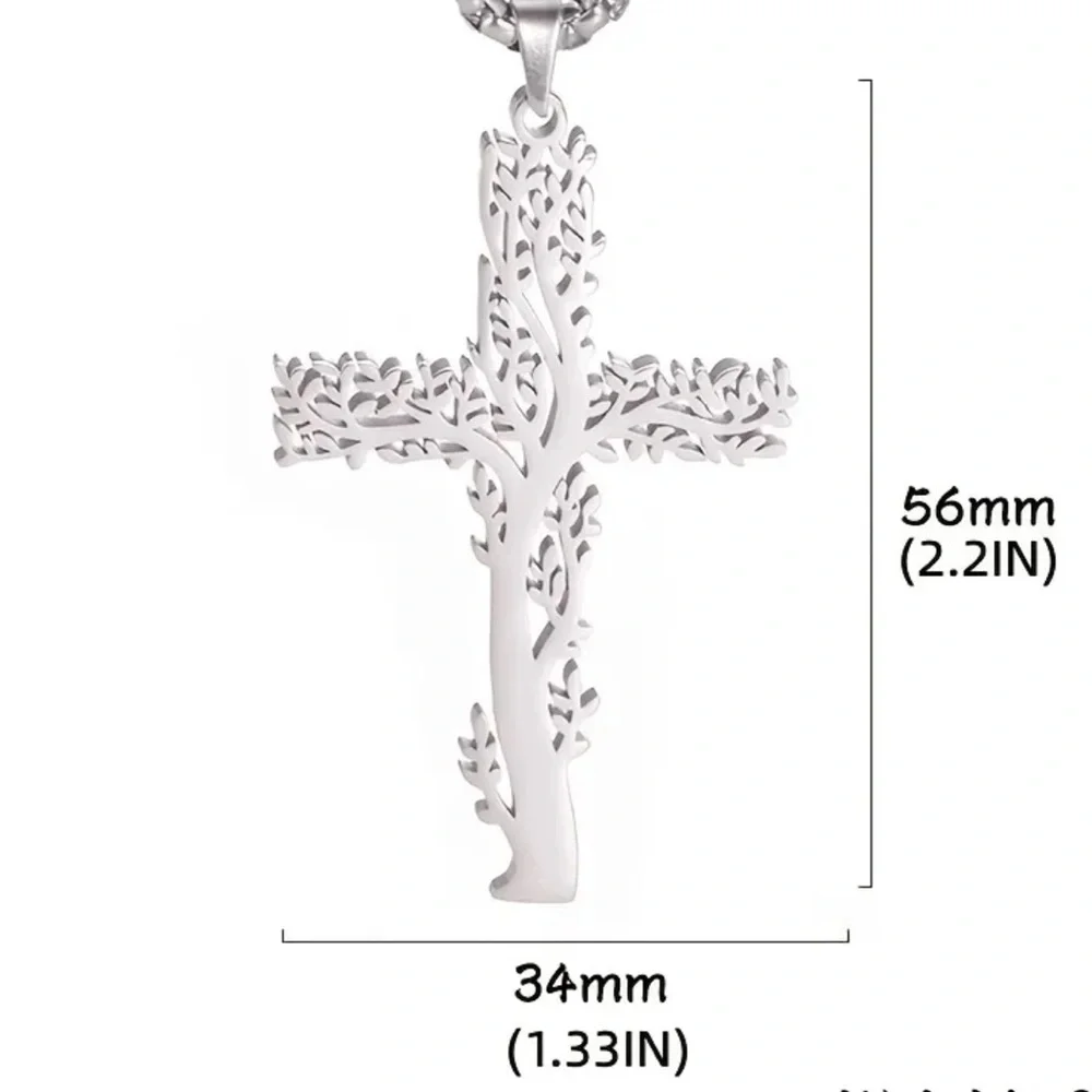 Stainless steel tree of life cross